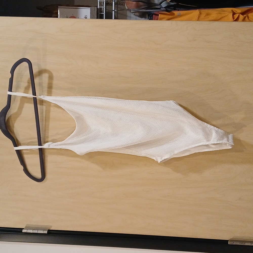 White fishnet onesie